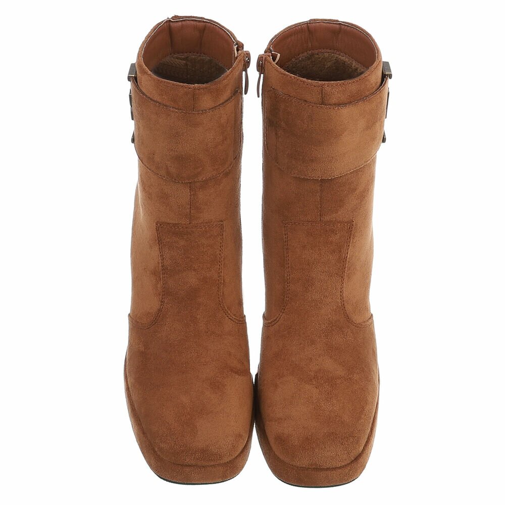 BOTTINES FEMME CAMEL À TALON CARRÉ ET PLATEFORME MISS EMERY