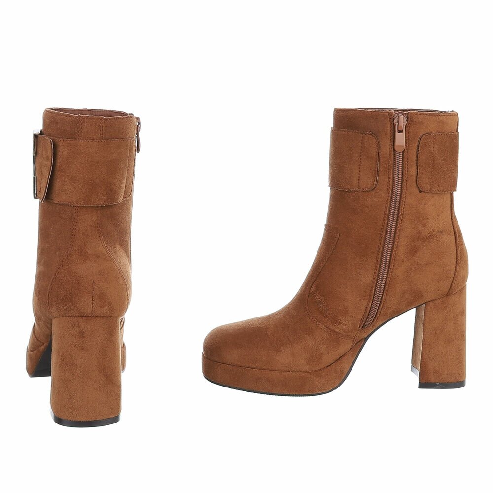 BOTTINES FEMME CAMEL À TALON CARRÉ ET PLATEFORME MISS EMERY