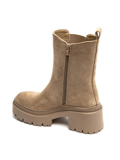 BOOTS CHELSEA SUÉDINE BEIGE SEMELLE PLATEFORME CRANTÉE MISS ARIANA