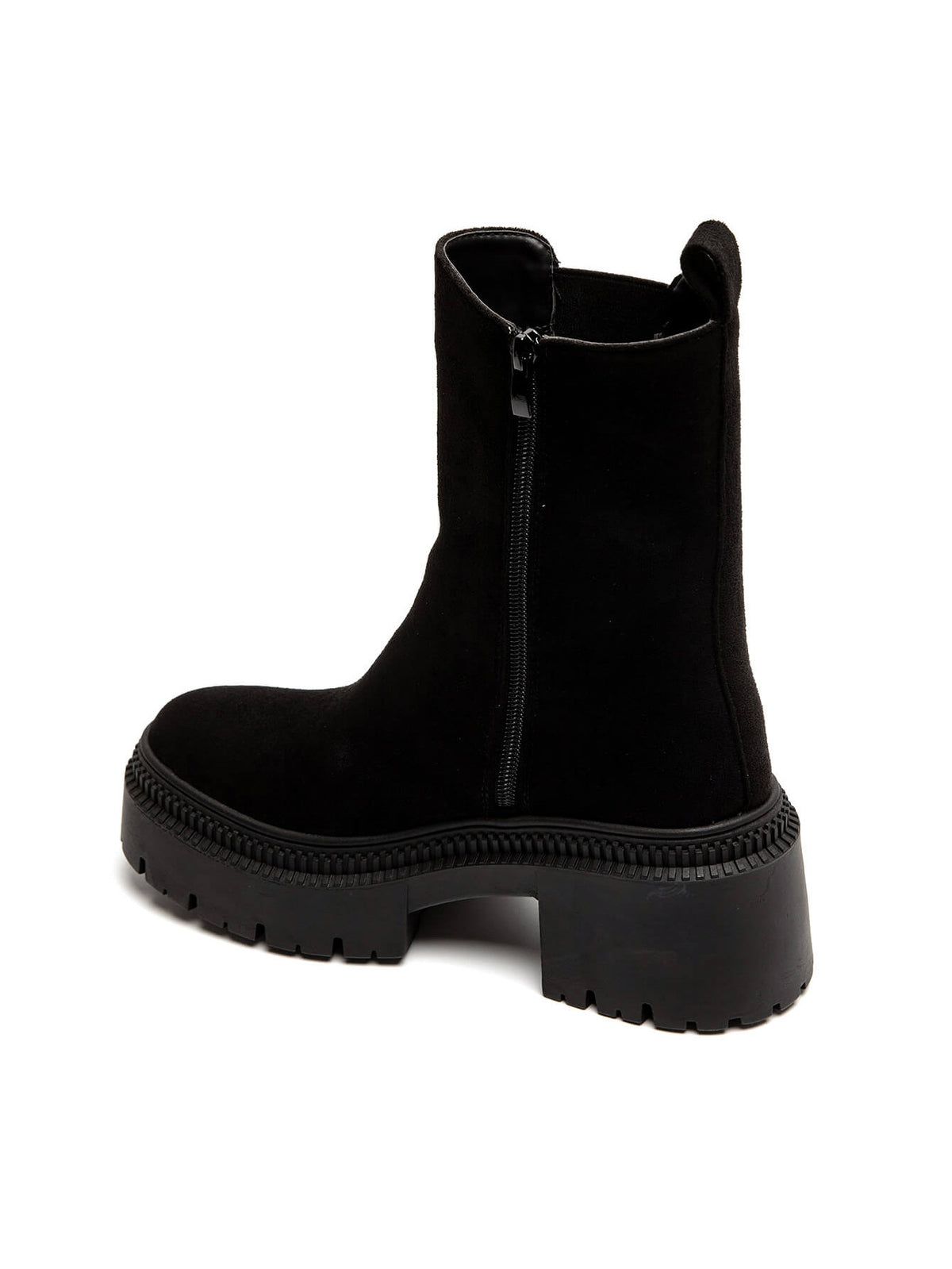 BOOTS CHELSEA SUÉDINE NOIRE SEMELLE PLATEFORME CRANTÉE MISS ARIANA