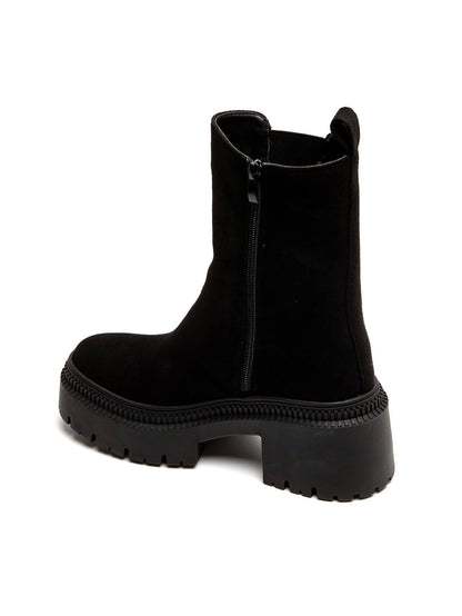 BOOTS CHELSEA SUÉDINE NOIRE SEMELLE PLATEFORME CRANTÉE MISS ARIANA