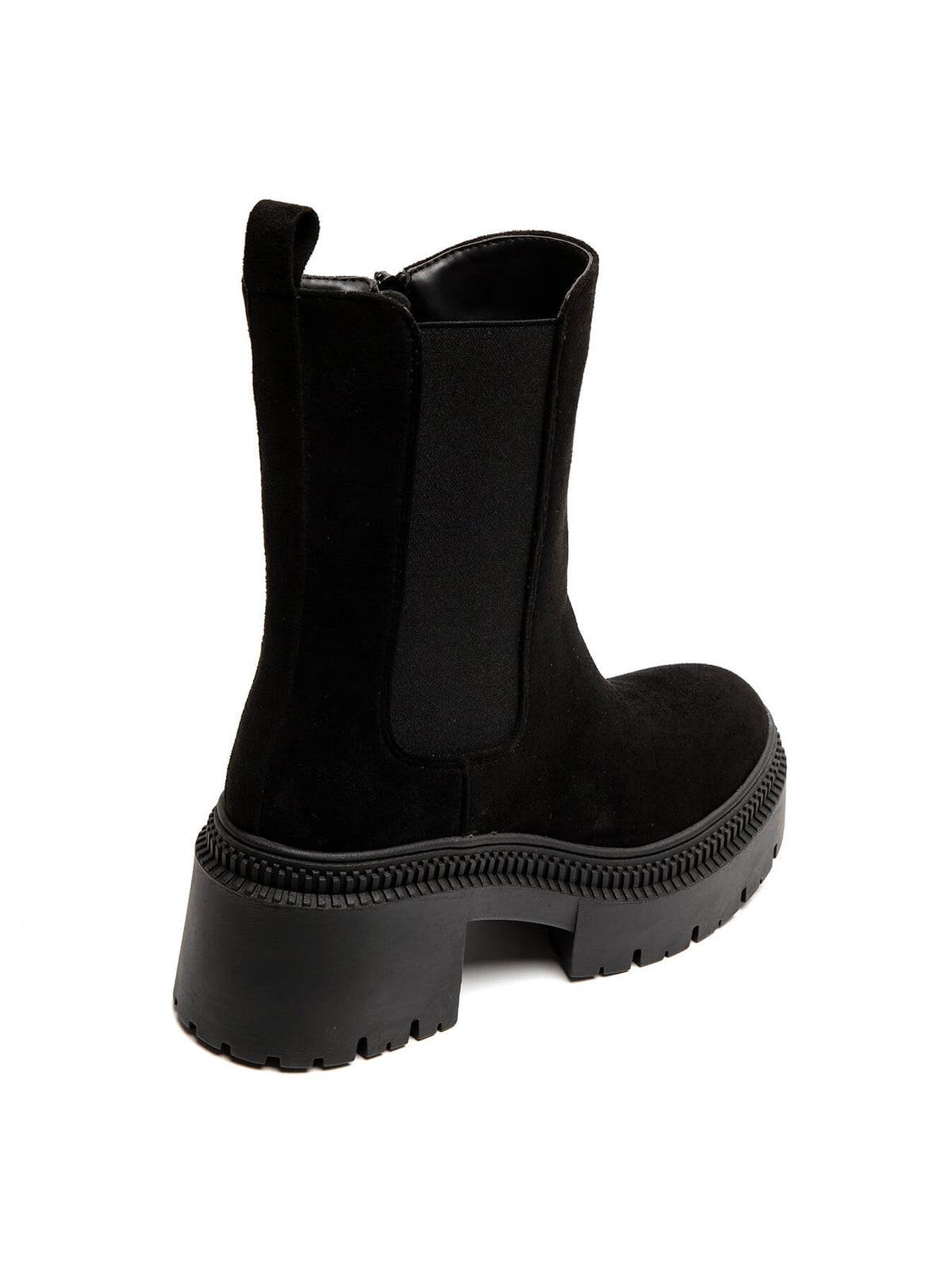 BOOTS CHELSEA SUÉDINE NOIRE SEMELLE PLATEFORME CRANTÉE MISS ARIANA