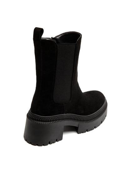 BOOTS CHELSEA SUÉDINE NOIRE SEMELLE PLATEFORME CRANTÉE MISS ARIANA
