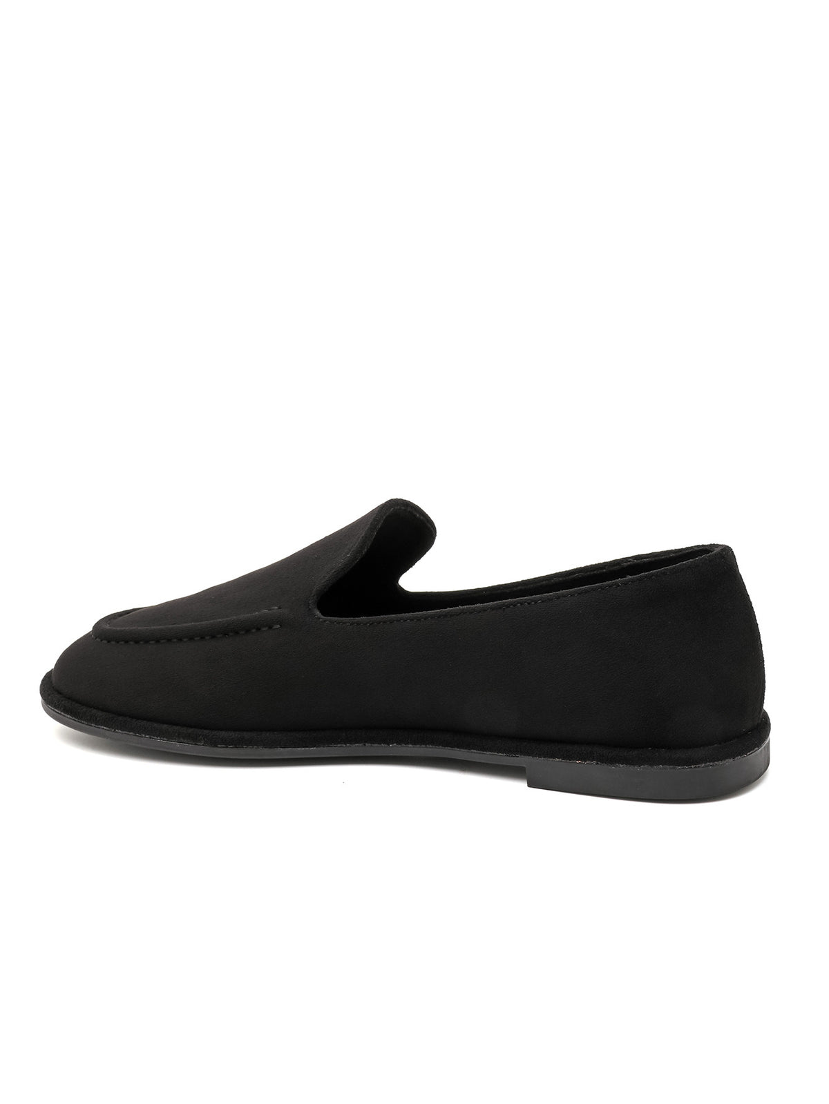 MOCASSINS SOUPLES EFFET DAIM – LOAFERS FEMME À ENFILER SEMELLE PLATE NOIR DEBBIE