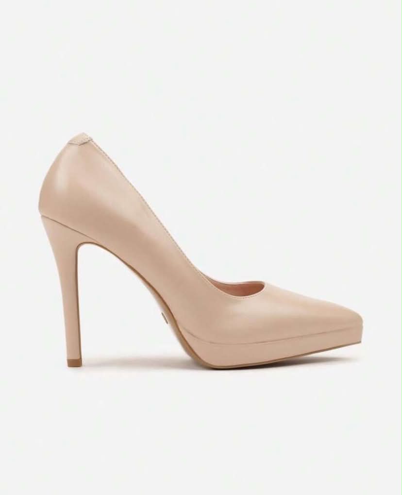Escarpins Bout Pointu avec Plateforme – Beige Nude Classique