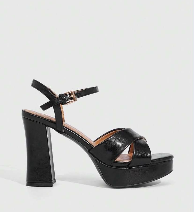 Sandales à Talons Plateforme – Noir Classique