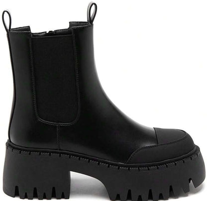 BOOTS CHELSEA SIMILICUIR NOIR BOUT RENFORCÉ SEMELLE PLATEFORME – MISS TIFFANY