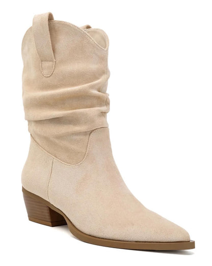 BOTTES SANTIAGS SLOUCHY EN SUÉDINE PREMIUM – BEIGE MISS KENNY