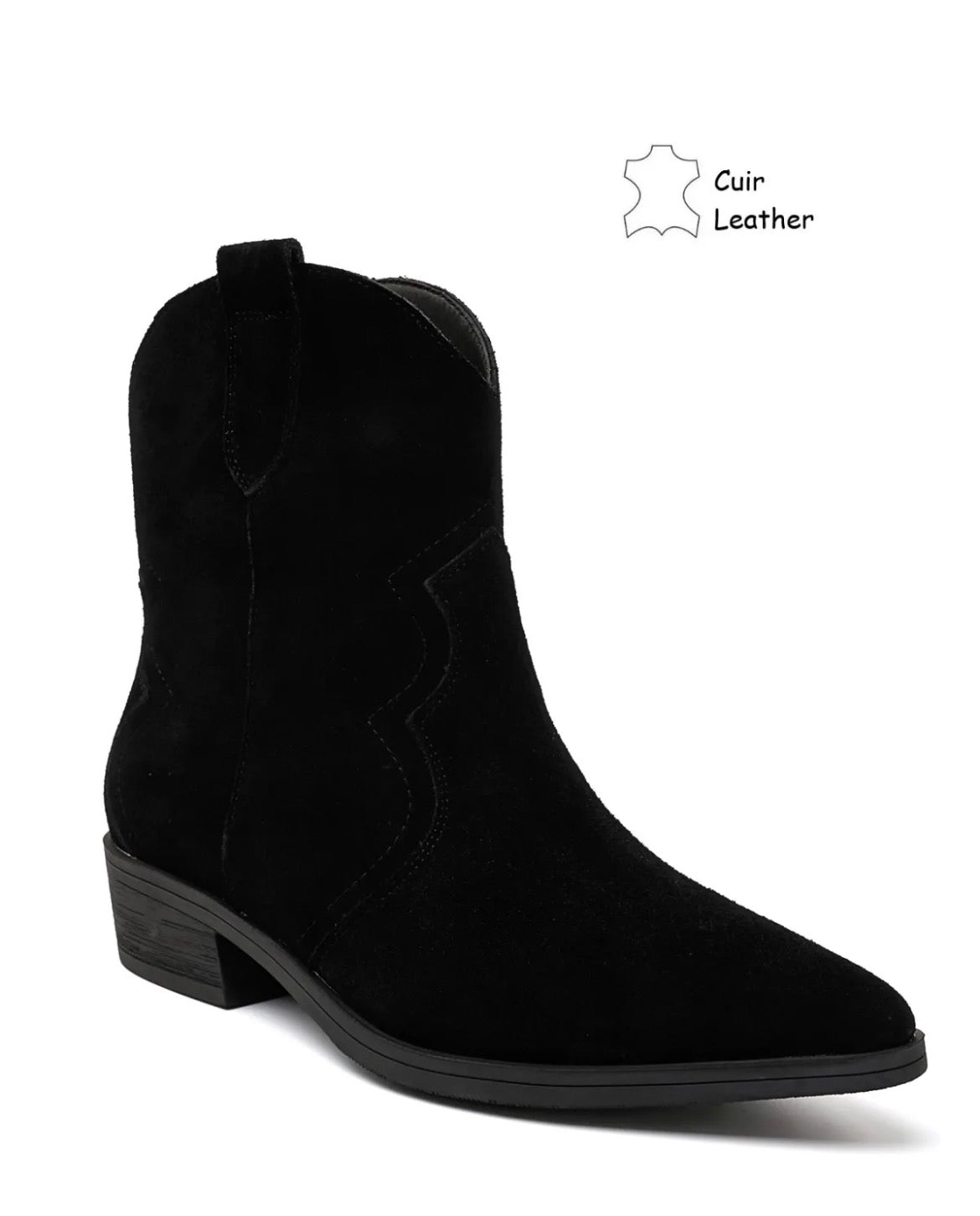 BOTTINES SANTIAGS EN DAIM VÉRITABLE – NOIR MISS ANIKA