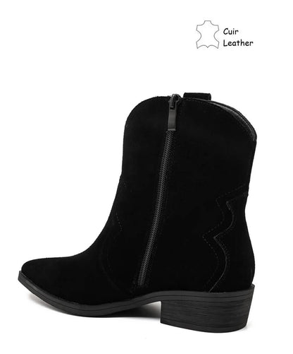 BOTTINES SANTIAGS EN DAIM VÉRITABLE – NOIR MISS ANIKA
