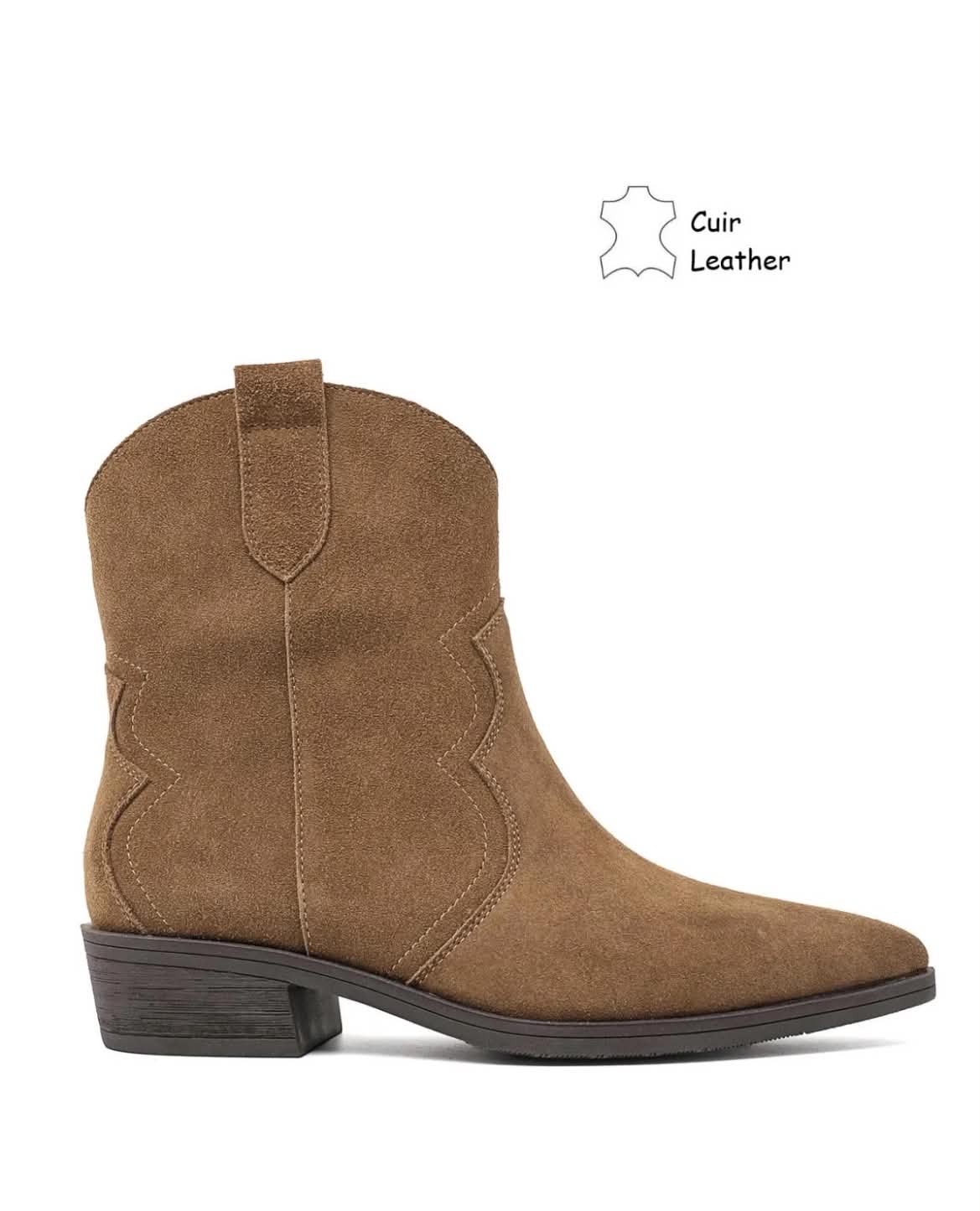 BOTTINES SANTIAGS EN DAIM VÉRITABLE – CAMEL MISS ANIKA