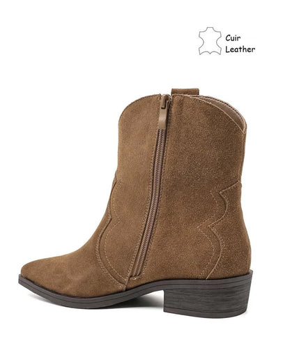 BOTTINES SANTIAGS EN DAIM VÉRITABLE – CAMEL MISS ANIKA