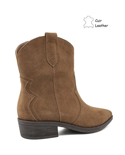 BOTTINES SANTIAGS EN DAIM VÉRITABLE – CAMEL MISS ANIKA
