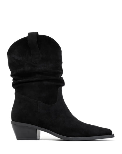 BOTTES SANTIAGS SLOUCHY EN SUÉDINE PREMIUM – NOIR MISS KENNY