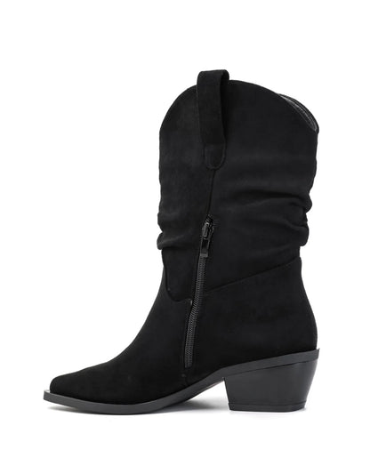 BOTTES SANTIAGS SLOUCHY EN SUÉDINE PREMIUM – NOIR MISS KENNY