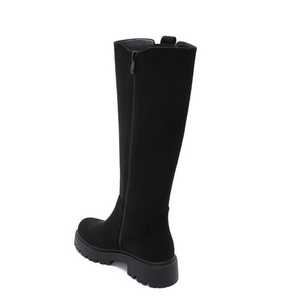 BOTTES HAUTES NOIRES ASPECT DAIM – ÉLASTIQUE LATÉRAL & SEMELLE CRANTÉE MISS CHELSEA