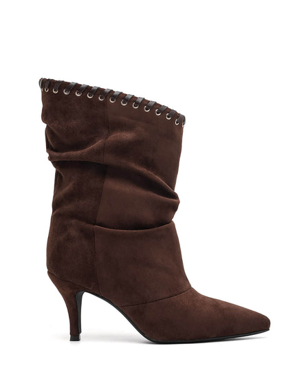 BOTTINES TAUPE CHOCOLAT MARRON SLOUCHY TALON FIN MISS TAMMY