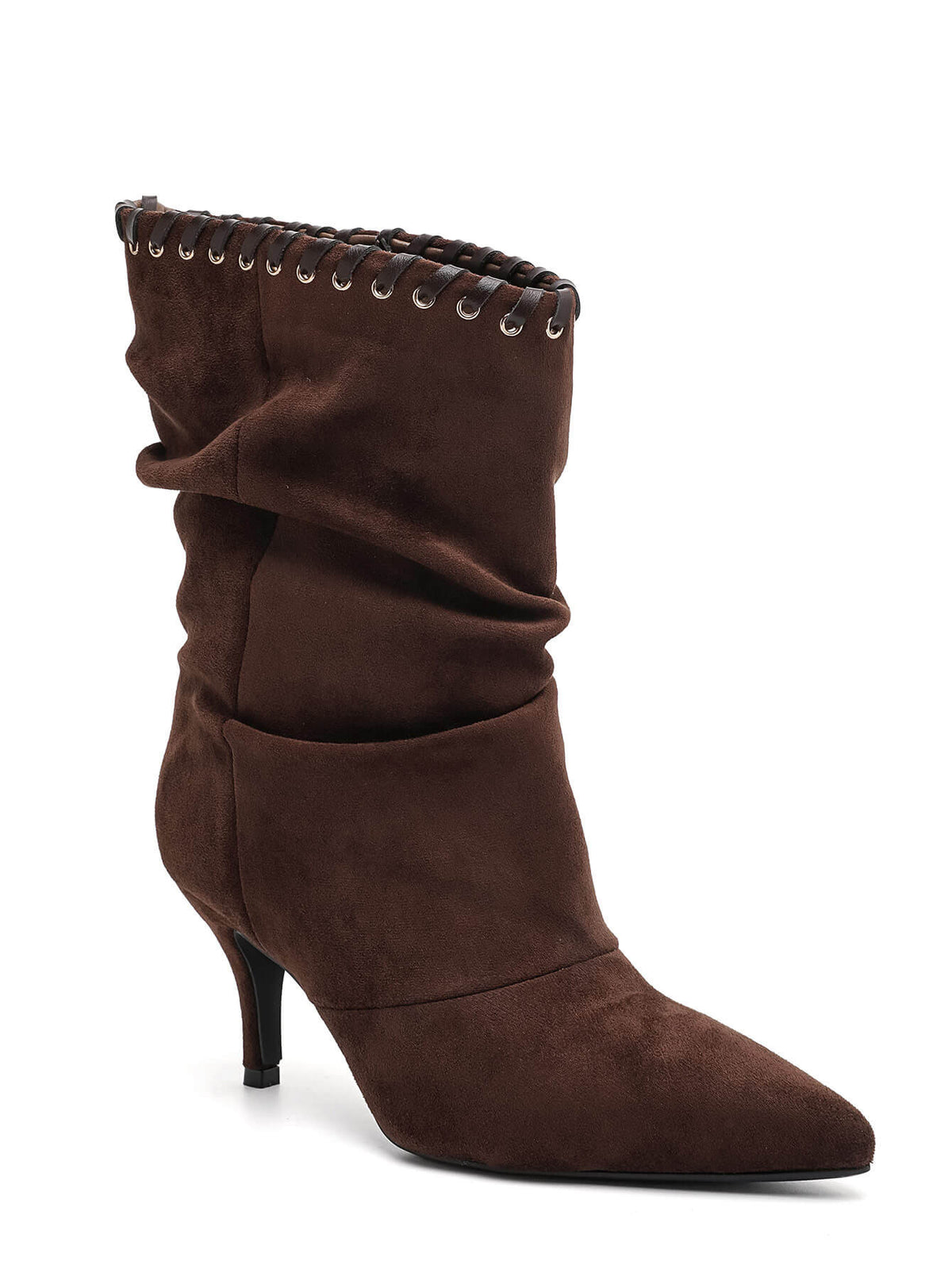 BOTTINES TAUPE CHOCOLAT MARRON SLOUCHY TALON FIN MISS TAMMY