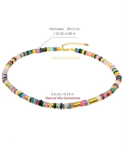 Collier Multicolore en Perles Naturelles et Finitions Dorées