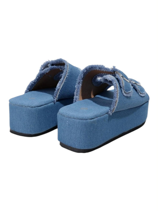 Sandales Plateformes en Denim Effet Effiloché – L'Indispensable de l'Été