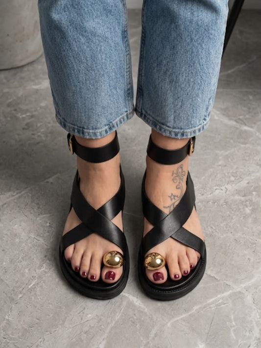 Sandales Gladtior Chic à Détail Métallique - Élégance & Confort d'Été