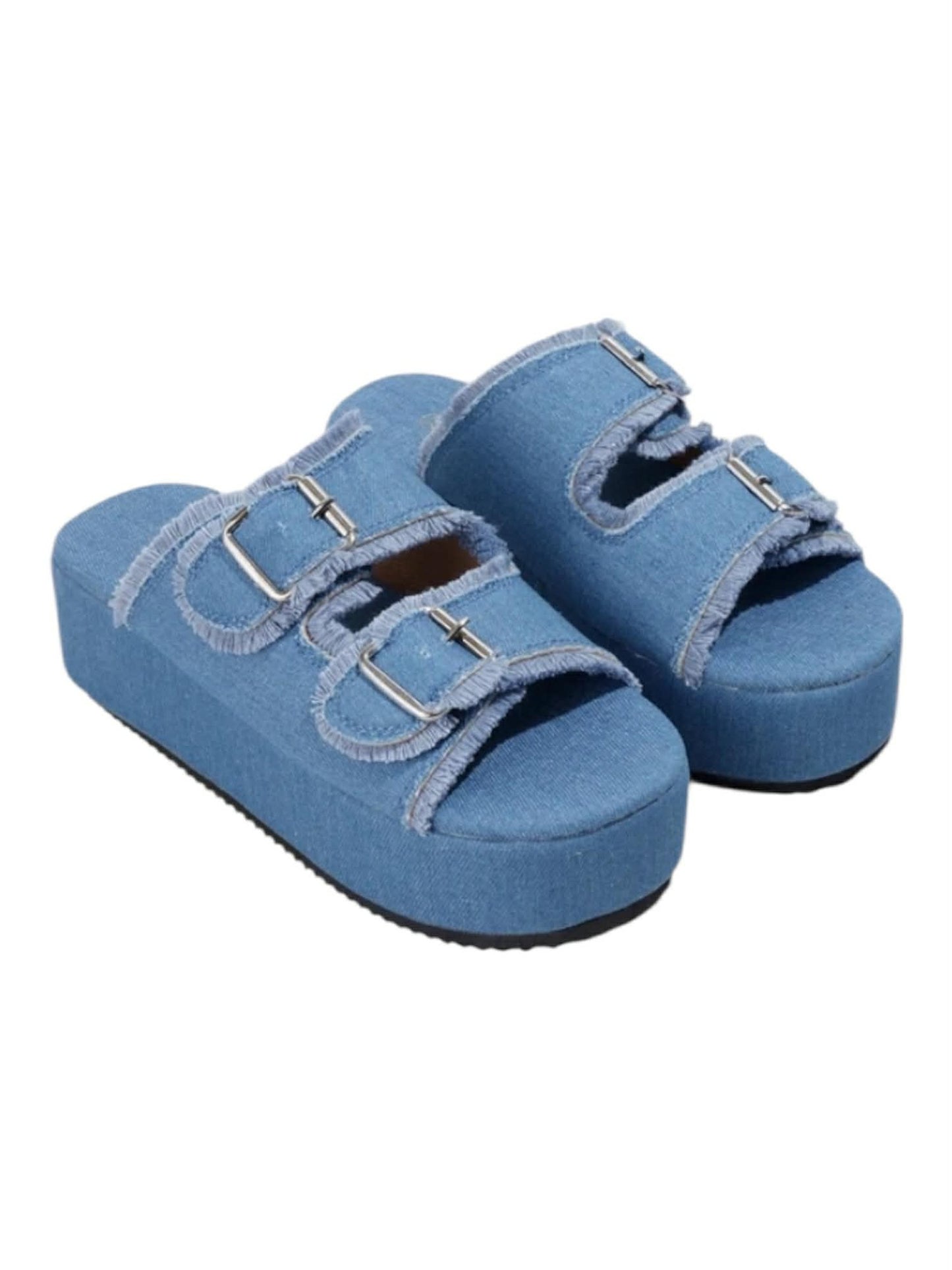 Sandales Plateformes en Denim Effet Effiloché – L'Indispensable de l'Été