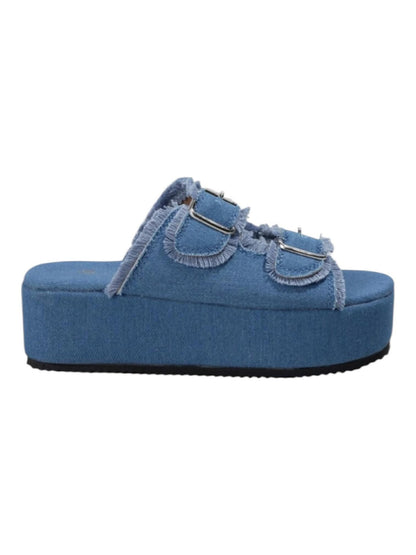Sandales Plateformes en Denim Effet Effiloché – L'Indispensable de l'Été