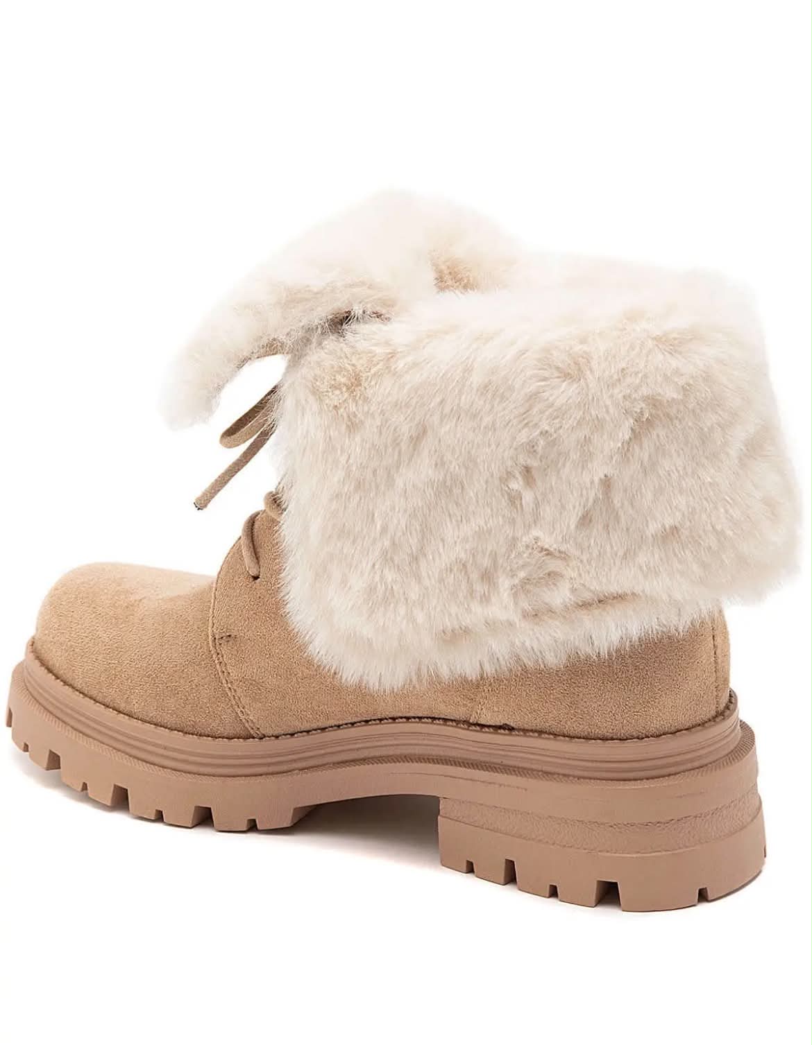 BOTTINES FOURRÉES FEMME À LACETS EFFET DAIM – CAMEL MISS ALONA