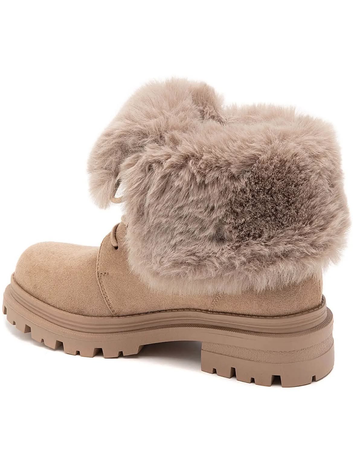 BOTTINES FOURRÉES FEMME À LACETS EFFET DAIM – TAUPE MISS ALONA