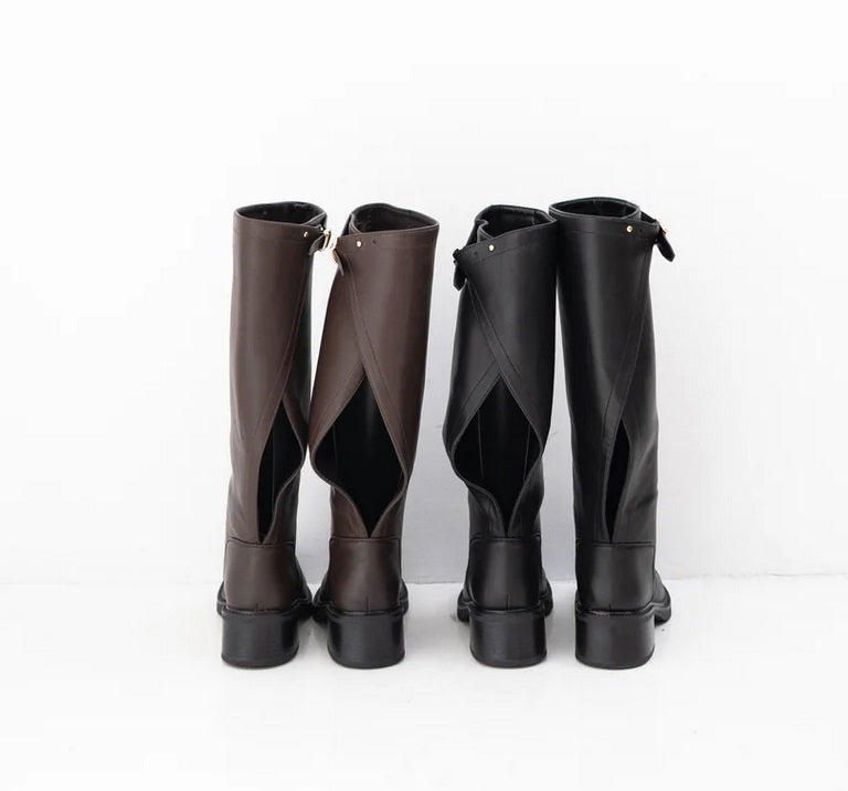 CHAUSSURES FEMMES BOTTES CAVALIERE A BOUCLE ET AJUSTABLE MISS CASSIE NOIR