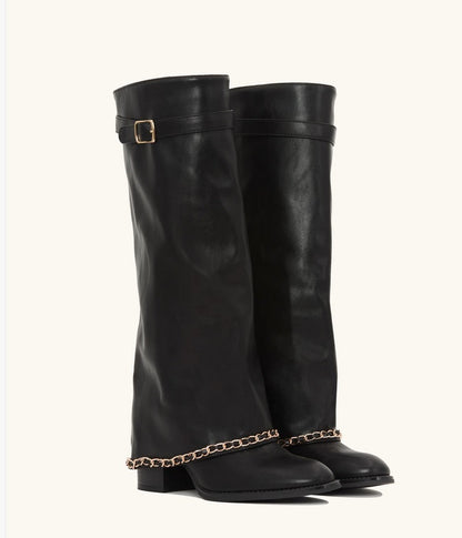 CHAUSSURES FEMME BOTTES A REVERS CHAINE MISS HAILEY NOIR