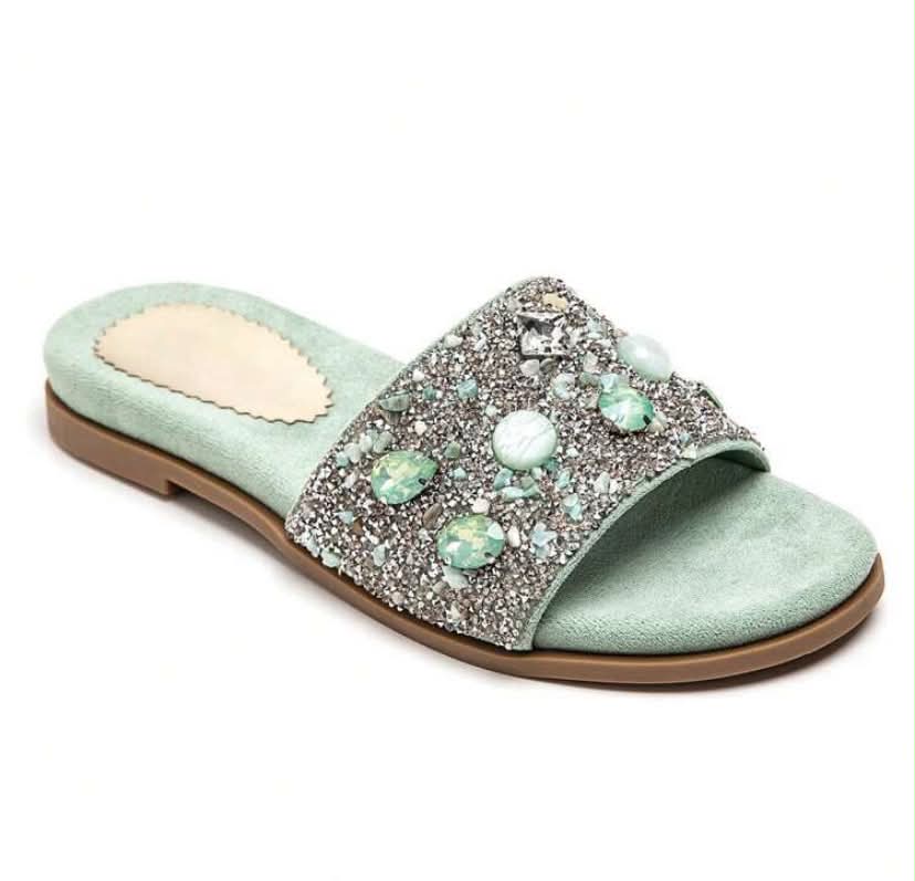 sandales Mules "– Green & Bijoux Scintillants