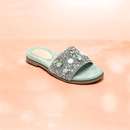 sandales Mules "– Green & Bijoux Scintillants