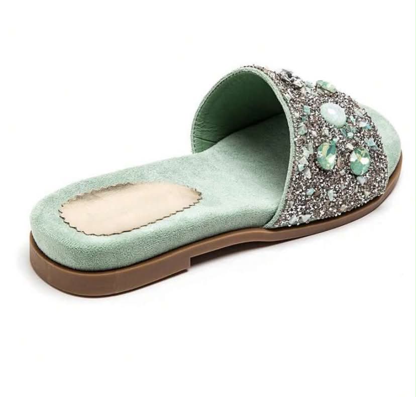 sandales Mules "– Green & Bijoux Scintillants