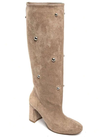 CHAUSSURES FEMME BOTTES TALON CLOUS MISS LOANNE BEIGE TAUPE