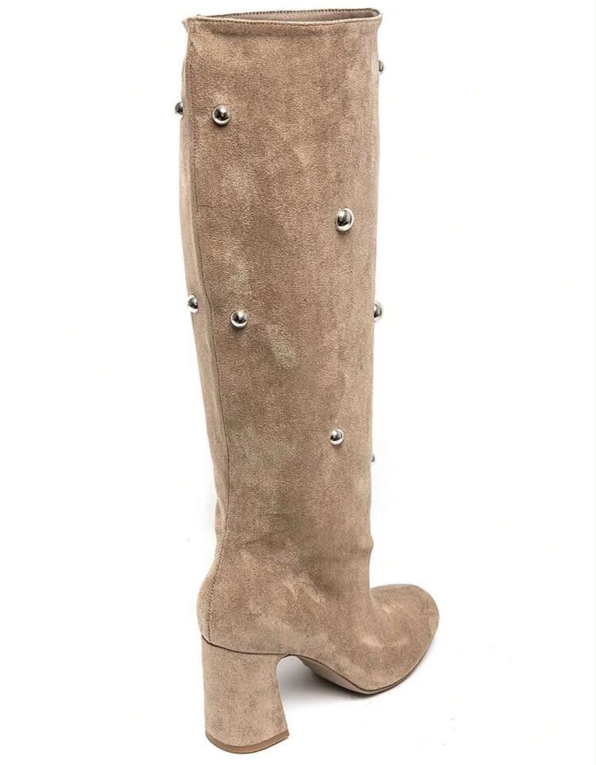 CHAUSSURES FEMME BOTTES TALON CLOUS MISS LOANNE BEIGE TAUPE