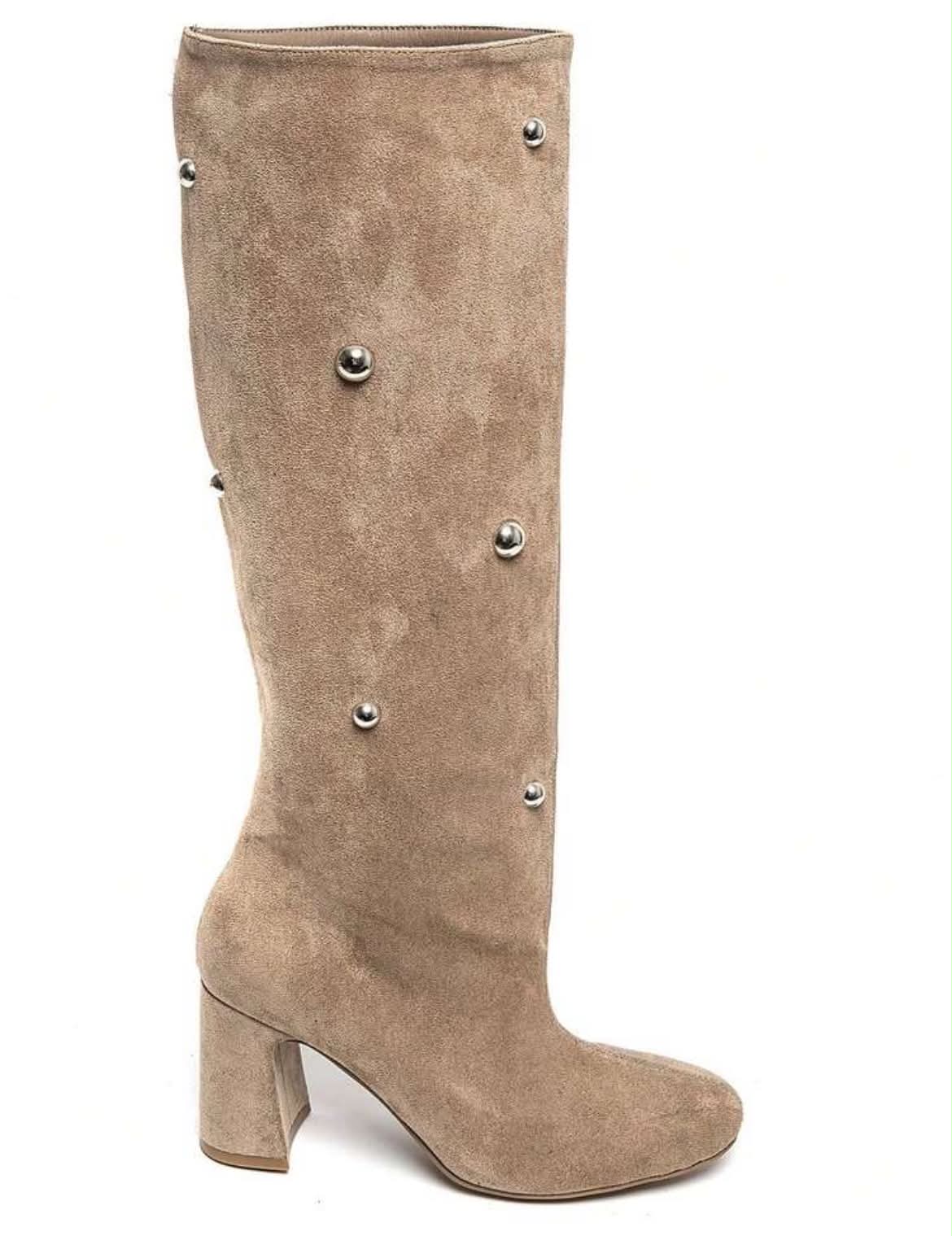 CHAUSSURES FEMME BOTTES TALON CLOUS MISS LOANNE BEIGE TAUPE