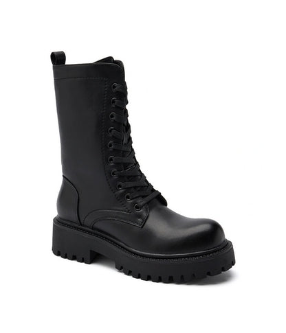 BOTTES RANGERS MI-MOLLET FEMME – NOIRES À LACETS, SEMELLE CRANTÉE MISS ANDY