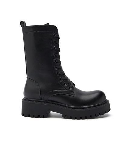 BOTTES RANGERS MI-MOLLET FEMME – NOIRES À LACETS, SEMELLE CRANTÉE MISS ANDY