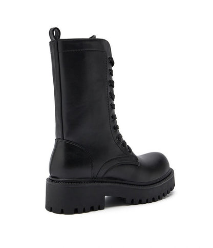 BOTTES RANGERS MI-MOLLET FEMME – NOIRES À LACETS, SEMELLE CRANTÉE MISS ANDY