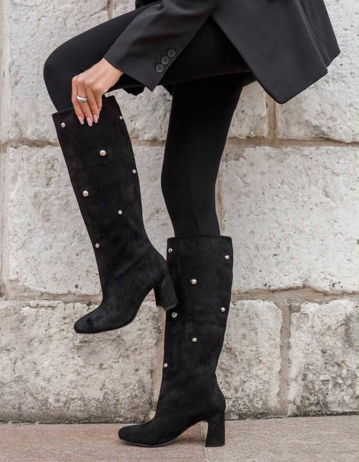 CHAUSSURES FEMME BOTTES TALON CLOUS MISS LOANNE NOIR