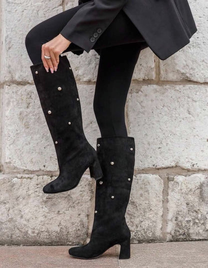 CHAUSSURES FEMME BOTTES TALON CLOUS MISS LOANNE NOIR