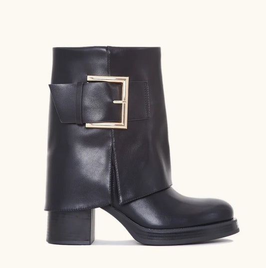 CHAUSSURES FEMME BOTTINES TALON BOUCLE OR MISS VANESSA