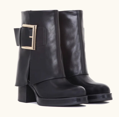 CHAUSSURES FEMME BOTTINES TALON BOUCLE OR MISS VANESSA