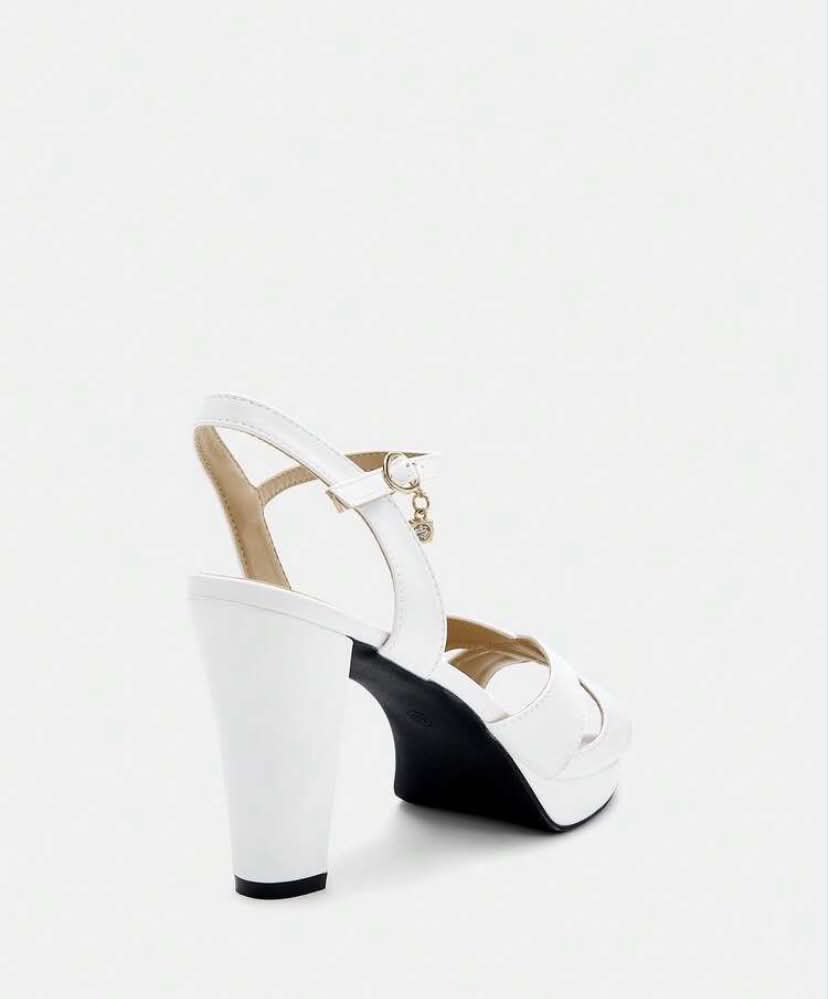 Sandales à Talons Hauts avec Bride Croisée – Blanc Chic