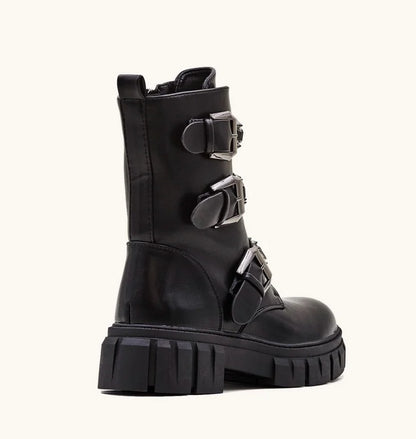 CHAUSSURES FEMME BOTTINES TRIPLE BOUCLE STRASS MISS ARIANA