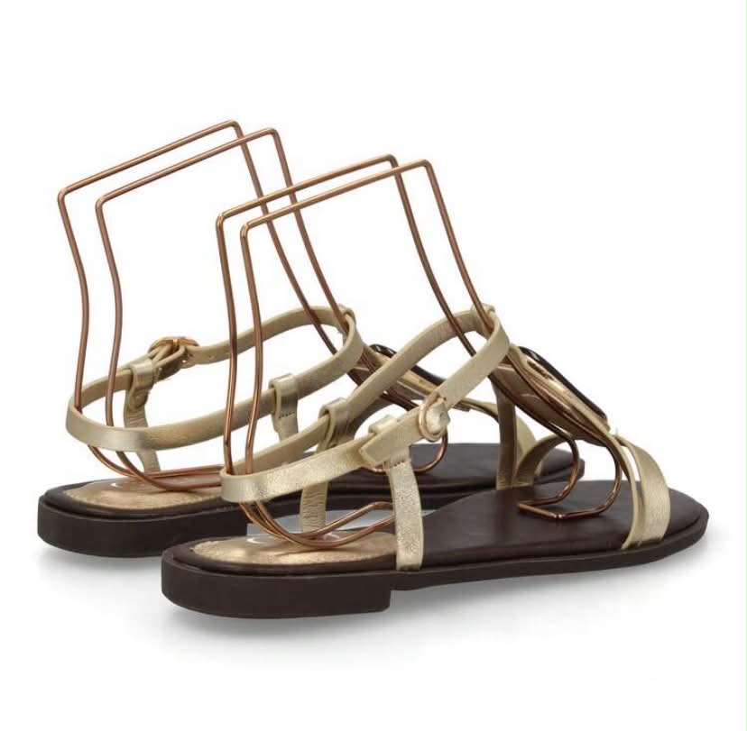 Sandales Bijoux Élégance – Doré & Pierre Ambrée