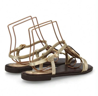 Sandales Bijoux Élégance – Doré & Pierre Ambrée