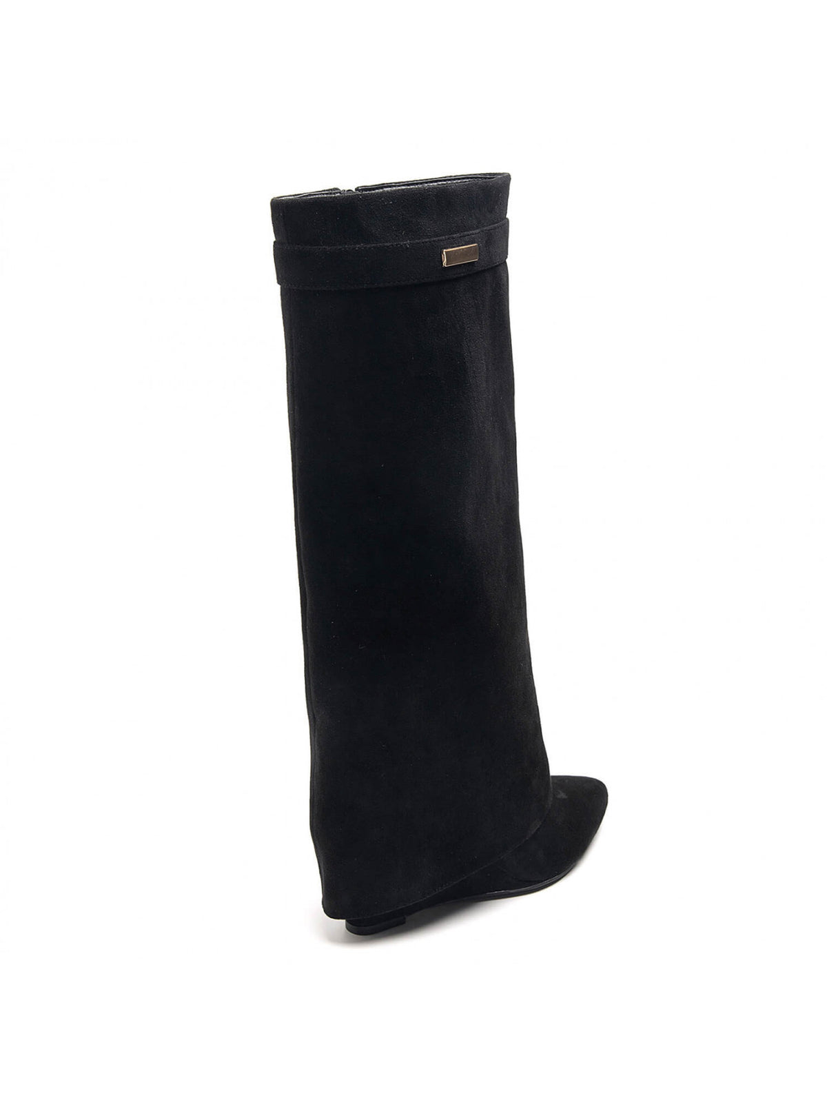 BOTTES SUÉDINE NOIRE TIGE ENVELOPPANTE TALON COMPENSÉ CACHÉ MISS MADISON