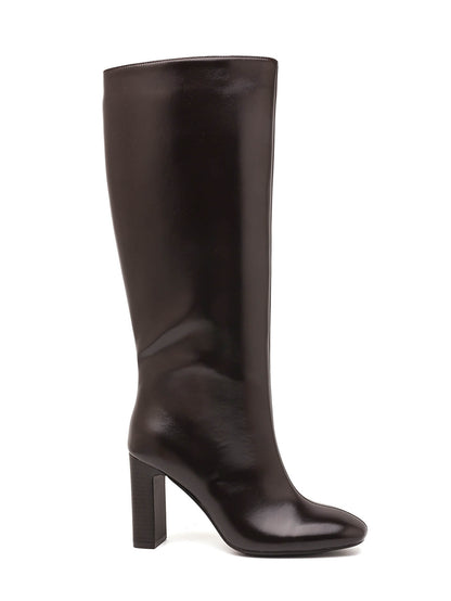 BOTTES HAUTES CHOCOLAT À TALON CARRÉ MISS MAYA